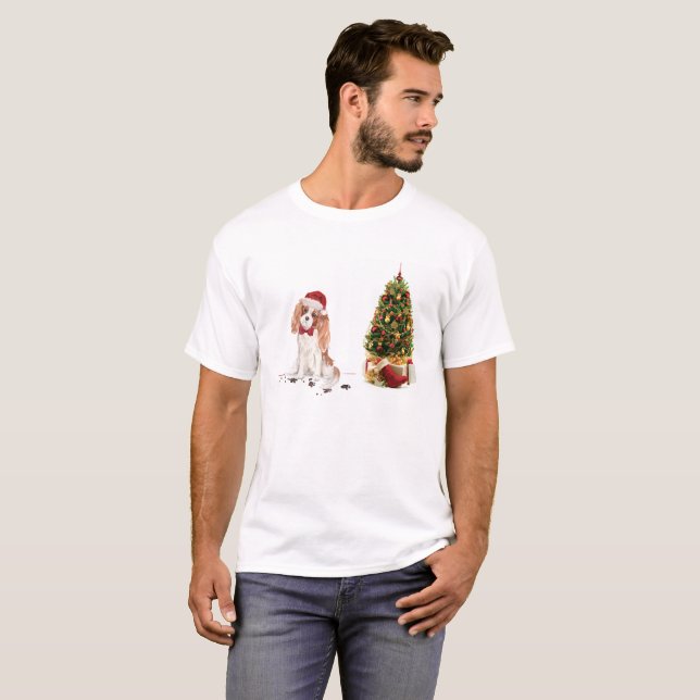 Camiseta Cavalier King Charles Spaniel Funny Cog de Natal (Frente Completa)