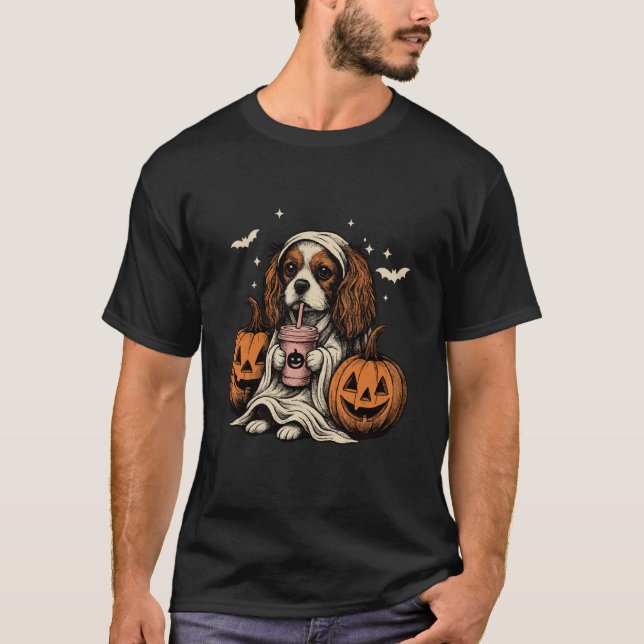 Camiseta Cavalier King Charles Spaniel Ghost Halloween Cava (Frente)