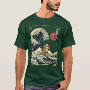 Camiseta Cavalier King Charles Spaniel Kanagawa Japonês Su