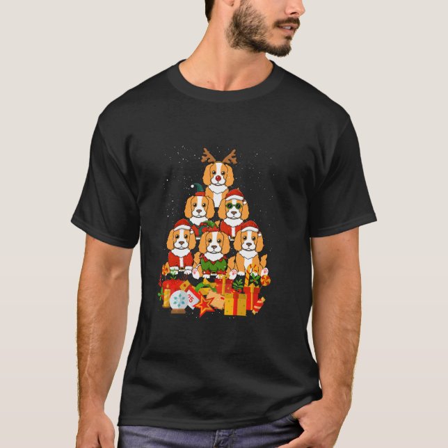 Camiseta Cavalier King Charles Spaniel Merry Árvore de Nata (Frente)
