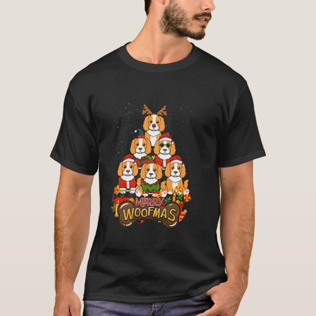 Camiseta Cavalier King Charles Spaniel Merry Árvore de Nata (Frente)