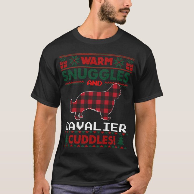 Camiseta Cavalier King Charles Spaniel Pajama Ugly Christma (Frente)