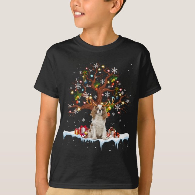 Camiseta Cavalier King Charles Spaniel Reindeer Natal O (Frente)