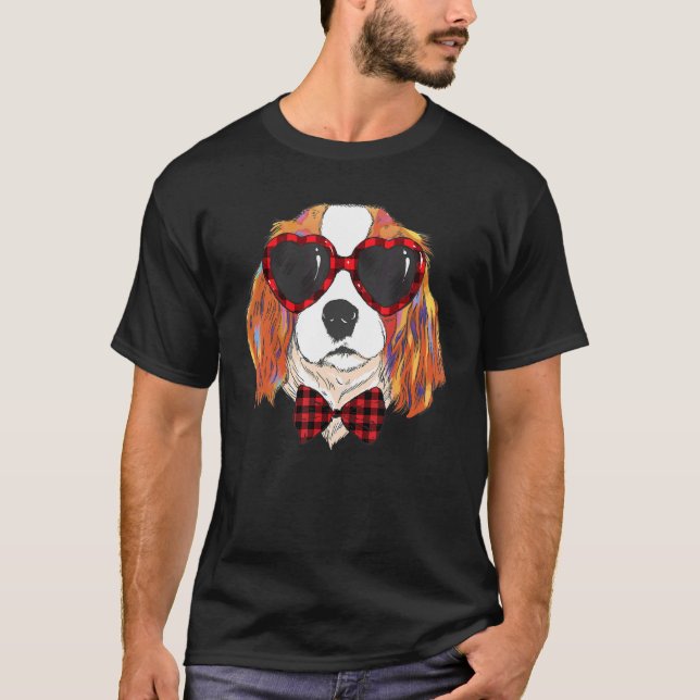Camiseta Cavalier King Charles Spaniel Sunglass Xadrez Hea (Frente)