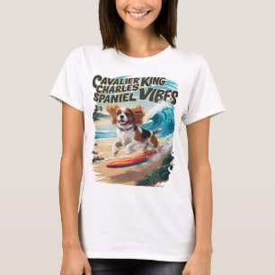 Camiseta Cavalier King Charles Spaniel Surfing
