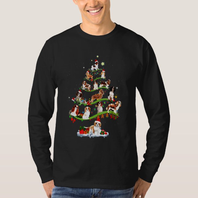 Camiseta Cavalier King Charles Spaniel Tree Christmas Candy (Frente)