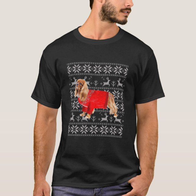 Camiseta Cavalier King Charles Spaniel Ugly Sweater Christm (Frente)