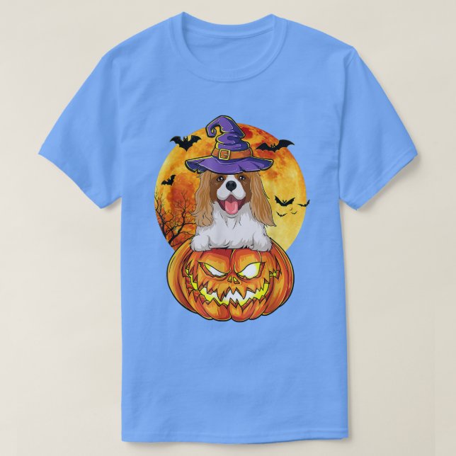 Camiseta Cavalier King Charles Spaniel Witch Pumpkin Hallow (Frente do Design)
