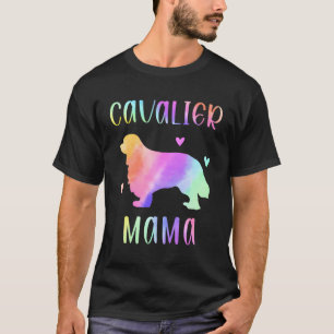 Camiseta Cavalier Mama Cavie Mãe Rainbow Watercolor