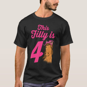 Camiseta Cavalo 4.º Aniversário 4 Anos De Idade Esta Filha
