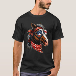 Camiseta Cavalo 4 de Julho Cavalo Gráfico Bandeira American