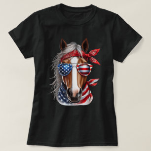Camiseta Cavalo 4 de Julho Homens Meninos Cavalo Americano
