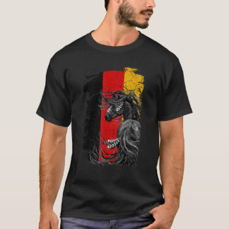 Camiseta Cavalo Alemanha Bandeira Alemã Preta Cavalo Aboríg