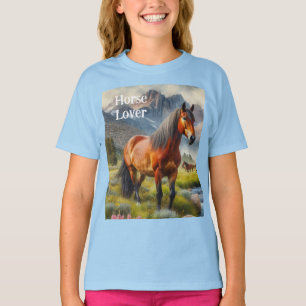 Camiseta Cavalo Amante Mustang Marrom Infantil
