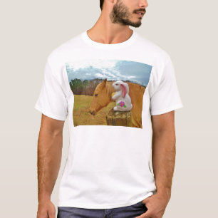 Camiseta Cavalo amarelo, coelho do primavera