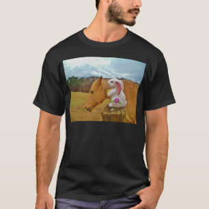 Camiseta Cavalo amarelo, coelho do primavera