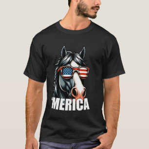 Camiseta Cavalo Americano Divertido Patriótico EUA 4 de Jul