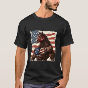 Camiseta Cavalo Americano Mascote Bandeira EUA