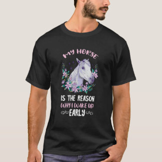 Camiseta Cavalo Andando A Razão Que Eu Acordar Horseback An