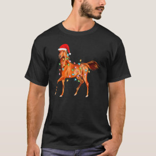 Camiseta Cavalo Animal Luzes de Natal Cavalo Santa Natal