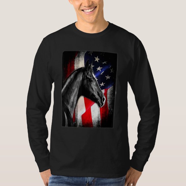 Camiseta Cavalo Anônimo Cavalo Ancorado de Bandeira America (Frente)