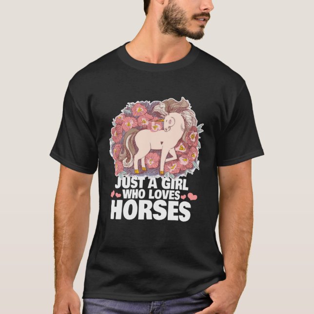 Camiseta Cavalo Apenas Uma Menina Que Ama Cavalos Longa Cap (Frente)