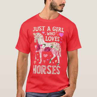 Camiseta Cavalo Apenas Uma Menina Que Ama Fazenda Andando D