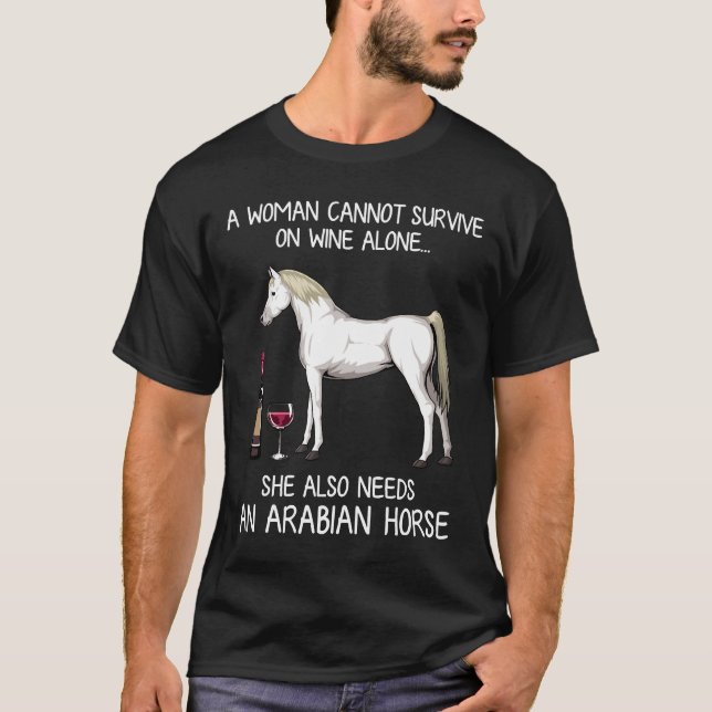 Camiseta Cavalo Árabe E Cavalo De Vinho Formado (Frente)