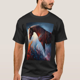 Camiseta Cavalo Árabe Prismático Digital Elegante