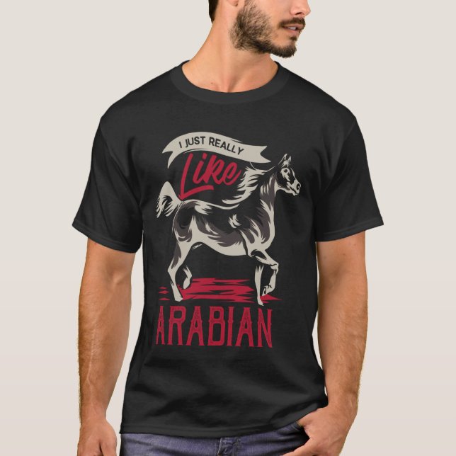 Camiseta Cavalo Árabe Raça Equestre Égua Árabe Potro Longo (Frente)