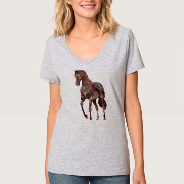 Camiseta Cavalo árabe real ornamentado (Frente)