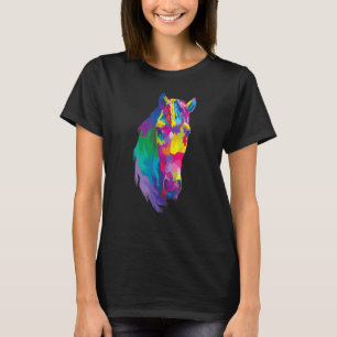 Camiseta Cavalo Arco-Íris Cabeça Colorida Cavalo Equestre