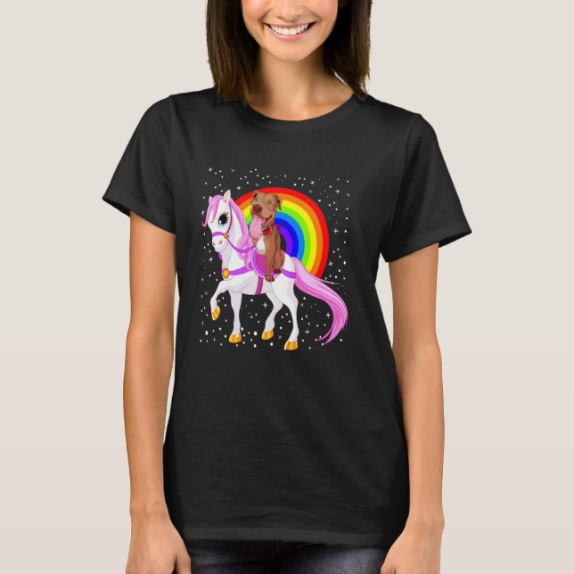 Camiseta Cavalo Arco-íris Pitbull da Moda (Frente)