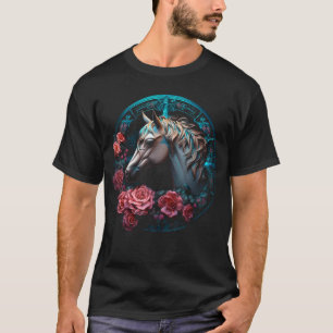 Camiseta Cavalo Arte Flores Animal Cavalo
