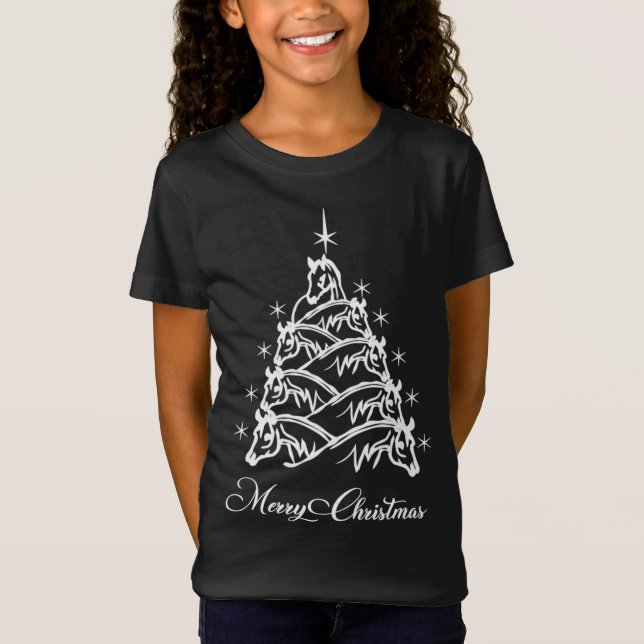 Camiseta Cavalo Árvore de Natal Cavalo Cavaleiro Cavaleiro  (Frente)