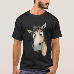 Camiseta Cavalo Assustado Divertido com Crina Desgrenhada E
