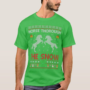 Camiseta Cavalo Através Do Natal Feio Da Neve