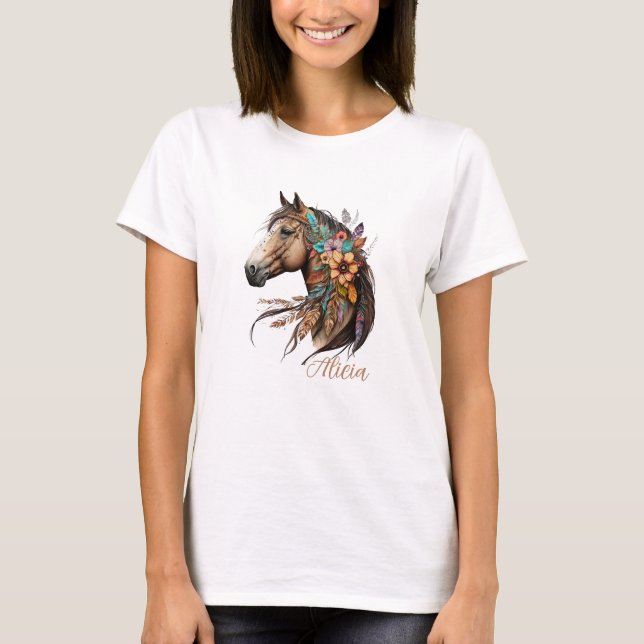 Camiseta Cavalo Baía Bonito com Nome (Frente)