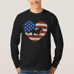 Camiseta Cavalo Bandeira Americana Coração 4 de Julho EUA P