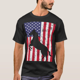 Camiseta Cavalo Bandeira Americana EUA 4 de Julho Homens Mu