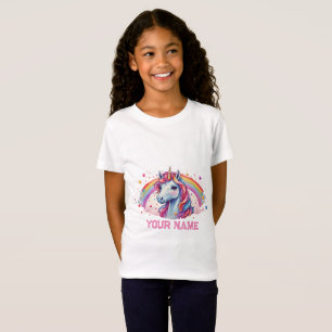 Camiseta Cavalo Bastante Arco-Íris Unicórnio com Estrelas C