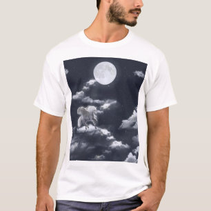 Camiseta Cavalo branco alado: céu iluminado pela lua.