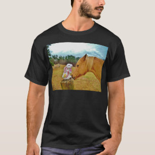 Camiseta Cavalo branco do coelho e do amarelo