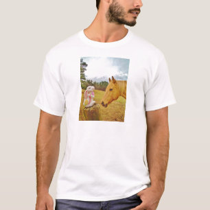 Camiseta Cavalo branco do coelho e do amarelo