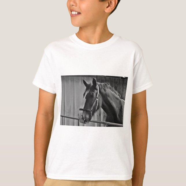 Camiseta Cavalo Branco Negro - Fotografia Animal (Frente)