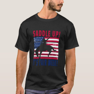 Camiseta Cavalo Bronco da Bandeira Americana da Semana da F