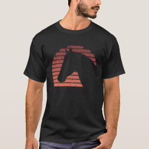Camiseta Cavalo Cabeça Silhueta do Pôr do Sol Garotas Caval