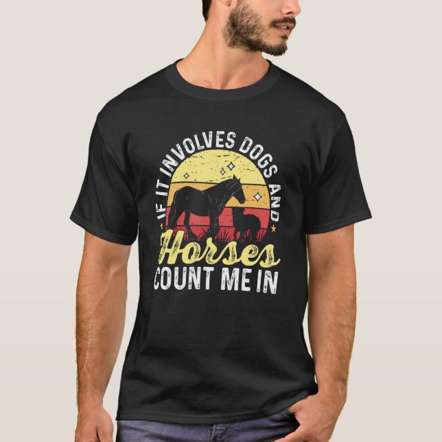 Camiseta Cavalo Cachorro Se Envolve Cachorros E Cavalos Con (Frente)