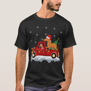 Camiseta Cavalo Caminhão Vermelho Caminhão Xmas Luzes de Ár