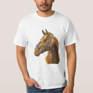 Camiseta Cavalo castanho desenho à mão